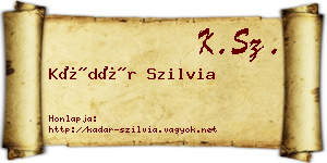 Kádár Szilvia névjegykártya